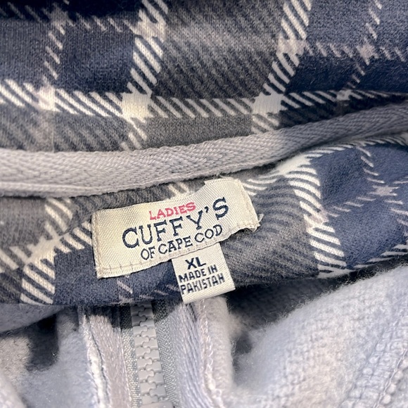 CUFFY'S OF CAPE COD 1/4 Zip Sweatshirt Periwinkle Blue/Plaid-XL - Picture 4 of 4